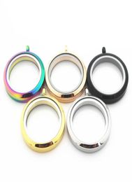 Pendant Necklaces Mixs 5pcsLot 25mm 30mm 5 Colours Stainless Steel Round Living Glass Memory Floating Locket Necklace DIY Je5912422