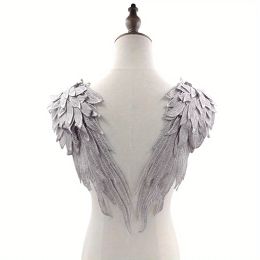 1Pair Embroidery Angel Wing Applique Sewing Flower Collar Patch for Wedding Party Gown Bridal Clothes DIY Crafts