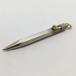 Pens 1 pcs Handmade Mini Gun Bolt Stainless Steel Pen Solid Portable Pocket Metal pendant Ballpoint Pen Self Defence EDC