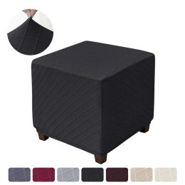 Geometry Ottoman Stool Cover Elastic Square Footrest Slipcover for Living Room All-inclusive Stool Covers Furniture Protector