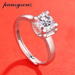 Cluster Rings PANSYSEN 0.5/1/2/3CT D Colour Moissanite Ring For Woman Wedding Jewely 925 Sterling Sliver Plated 18k White Gold Band