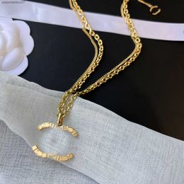 Pendant Necklaces Brand Designer Pendants Necklaces Double Layer Gold Plated Stainless Steel Letter Choker Pendant Necklace Chain Jewellery Accessories Gifts Size