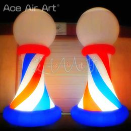 Large Inflatable Colorful Column With Ball On Top And Light Painting Is Suitable For Party And Event Decorations