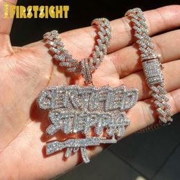 Chains Iced Out Bling CZ Gun Pendant Necklace Cubic Zirconia Letter Certified Steppa Necklaces Men Fashion Hip Hop JewelryChains C283J