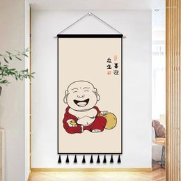 Tapestries Happy Buddhism Maitreya Buddha Tapestry Living Meditation Tea Room Background Wall Decoration Painting Hanging Flag Large Canvas