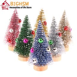 1PC Artificial Small Colored Christmas Tree Figurine Cedar Pine Sisal Silk Tree Mini Micro Landscape New Year Fairy Garden Decor