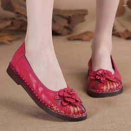 Casual Shoes Flat Women Ethnic Style Flower Roud Toe Soft Sole Boat