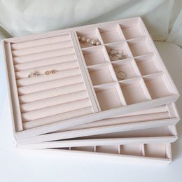 High Quality Soft Flannel Jewellery Tray Case Stackable Storage Box Ring Earrings Necklace Organiser Jewellery Display Packaging