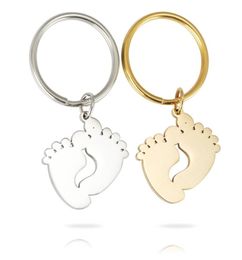 SteelGold Stainless Steel Baby Foot Key Chain Blank For Engrave Metal Baby Feet Keychain Mirror Polished Whole 10pcs5451303