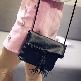 Bag 1Pc Ladies Tassel PU Leather Crossbody Messenger Bags For Women 2024 Phone Small Sling Shoulder Fold Closure Hand