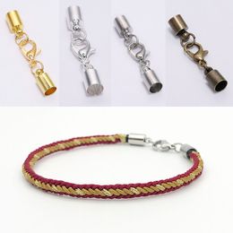 10Pcs/Lot Leather Cord Bracelet Lobster Clasps Hooks Crimps End Tip Caps Connectors For Jewellery Making Findings Diy Wholesale