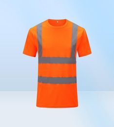 Men039s TShirts Reflective Safety Short Sleeve TShirt High Visibility Road Work Tee Top Hi Vis Workwear1172215