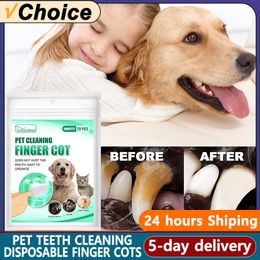 Pet Teeth Cleaning Disposable Finger Cot Wet Wipes Remove Tartar Cochlear Cleaning for Cat Dog Toothbrush Oral Care Finger Cover