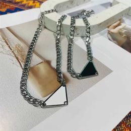 Pendant Necklaces Mens Womens fashion Luxury Designer Necklace Chain Fashion Jewelry Black White P Triangle Pendant Design Party Silver Hip Hop Punk 925L2404