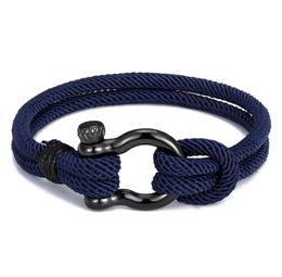 Trendy Outdoor Colour Rope Lucky Survival Bracelet Women Men Black Charm Stainless steel Buckle friendship Bracelets Femme homme7520721