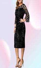 Plus Size Dresses Party Dress Ladies Midi Sequin Mesh Long Sleeve Lace Elegant Bodycon XL4XL 5XL Evening Woman Summer 20224437194