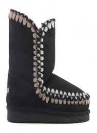 Boots eskimo 24 3D overstitch women snow sheepskin handmade weave wool flat ladies ankle boot 2210136264066