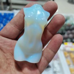 Decorative Figurines 1pcs Opal Stone Carved Female Model Reiki Psychic Gift Spiritual Gemstone Healing Guardian