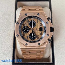 AP Wrist Watch Montre Royal Oak Offshore Series 26470OR Rose Gold Back Transparent Mens Timed Fashion Leisure Business Sports Machinery Watch