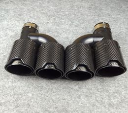 One pair H style carbon fiber exhaust end tips auto muffler Glossy Black stainless steel for Bmw with M logo3529665