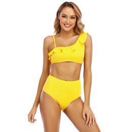 Women's Swimwear AROHA Ruffled Bikini Sexy Two Piece Swimsuit Tummy Control For Ladies Bathing Suit Tankini Beachwear Bathers