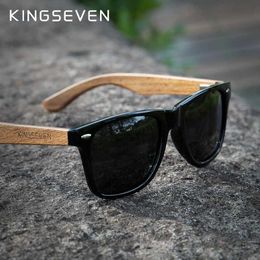 Sunglasses KINGSEVEN Brand 2023 Fashion Handmade Natural Wooden Sunglasses For Men Women Polarised Sun Glasses UV400 Mirror Male Eyewear 24412