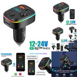 New 2024 2024 Other Auto Electronics Bluetooth 5.0 FM Transmitter Handsfree Car Kit With PD 20W Type-C Dual USB 3.4A Fast Charger Ambient Light Cigarette Lighter