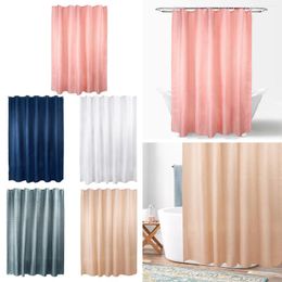 Shower Curtains Solid Colour Thickened Polyester Curtain Toilet Hole Long Linen