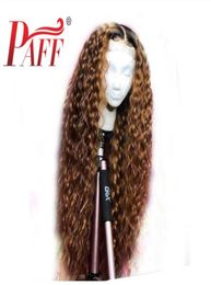 PAFF Ombre Curly Lace Front Human Hair Wigs Brazilian 360 Lace Frontal Wig PrePlucked Bleached Knots Baby Hair4943795