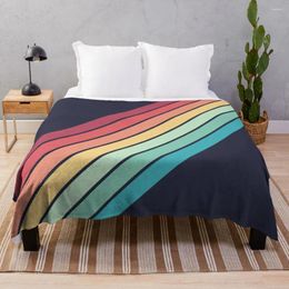 Blankets Lembona - 70S Vintage Style Retro Summer Stripes Asian Bedding White Throw Blanket