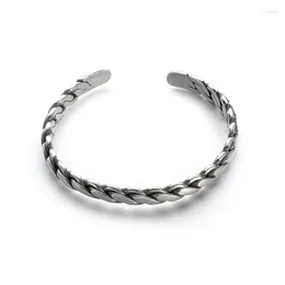 Bangle Men's Silver Plated Twist Braided Bracelet Women's Ethnic Interwoven Open Jewellery Birthday Party Trendy Gift