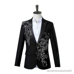Men's Suits Blazers Elegant Appliqued Two-piece Mens Suit for Wedding Banquet Host Dance Prom Christmas Costume Men Blazer Chinese Style