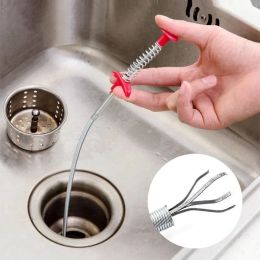 60cm 90cm 160cm 200cm Spring Pipe Dredging Tools Drain Snake Sewer Dredge Pipeline Hook Clog Remover Cleaning for Kitchen Sink