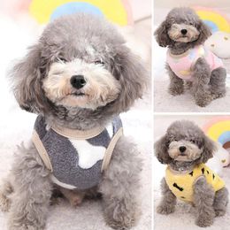 Dog Apparel Winter Autumn Puppy Vest Plus Velvet Thickening Pet Coats Printed Shirts Soft Warm Casual Cute Small Clothes Cat