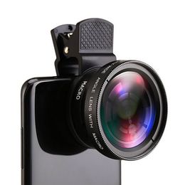 Professional Mobile Phone Lens 2 in 1 0.4X 49UV Super Wide-Angle + Macro Phone Lens Universal Clip 37mm for iPhone Android Phone