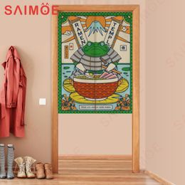 Japanese Ramen Poster Fly Curtain for Door Two Dragons Eating Lamian Noodles Funny Painting Bedroom Sushi Shop Kitch Curtain