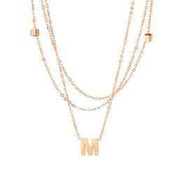 online titanium stainless steel neklace women fashion mutillayer design letter M pendants charm necklace ladies party accessories91382442