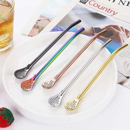 Drinking Straws Straw Philtre Spoon Detachable 304 Stainless Steel Creative Coffee Stirring Reusable Dual-purpose Bar Accessory
