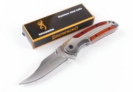 Browning DA43 Steel Flipper Tactical Folding Knife 440C 57HRC Wood Handle Hunting Survival Pocket Knife Military Utility EDC Tools1999375