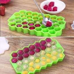 37 Cavity Silicone Ice Cube Tray Honeycomb Ice Cube Mold With Lid Flexible Ice Cream Maker For Party Whiskey Cocktail BPA Free