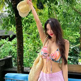 Korean version swimsuit feminine strapless bikini spicy girl 3-point split triangle Instagram style fake hot spring YGC2