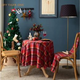 American Plaid Round Tablecloth Christmas Tablecloth for Table Tea Round Table Map Table Cover Dining RoomTable Cloth