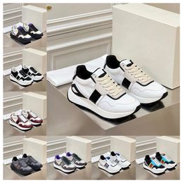 New Multi material patchwork of cowhide with contrasting Colours men women thick soled lace up black white sports fashionable and versatile casual shoes