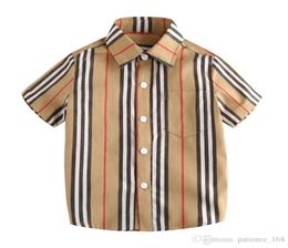 boys shirt 2019 INS summer styles boy Kids shirt short Sleeve turn down collar stripped print kids causal 100 cotton all match sh3175949
