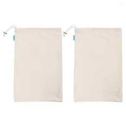 Storage Bags 2 Pcs Daily Use Shopping Cotton Drawstring Grocery Cart Pouch Flour