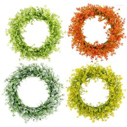 Decorative Flowers Realistic Spring Green Leaf Wreath Outdoor Plant For Front Door Artificial Farmhouses Decorations 40cm Diameter