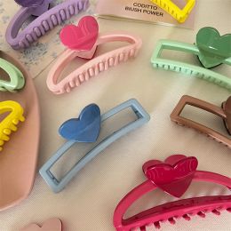 New Rectangular 13cm Dopamine Color Contrast Crab Hair Clip Heart Shape Claw Clip Sharks Clip Y2k Hair Accessories Women Girls