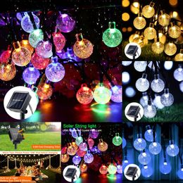 New Solar String Lights 100Led Crystal Fairy Chritmas Garland 8 Modes Waterproof Patio Light For Garden Party Decor