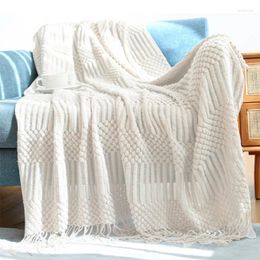 Blankets Acrylic Nordic Knitted Blanket With Tassels Travel Sofa Throw Air Condition