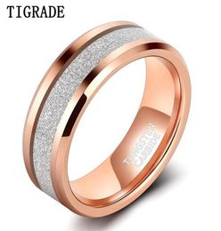 Tigrade 8mm Men Women Tungsten Wedding Rings Rose Gold Silver Color Matte Band Luxury Comfort Fit Size 7139894065